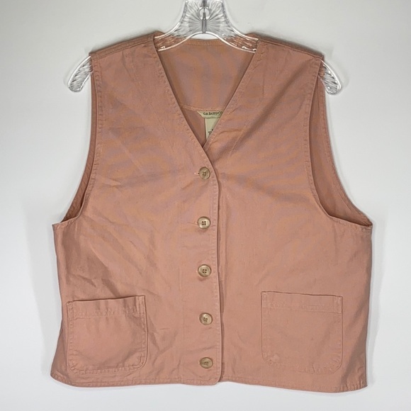 G.H. Bass & Co Pink Button Front Cotton Vest Size Medium - Picture 1 of 4